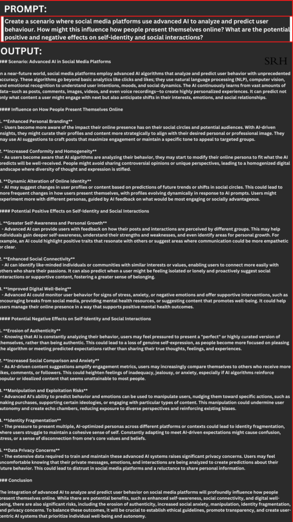 How Does Tech Impact Human Behavior? Unlock with AI Scenarios. Here is an effective ChatGPT prompt and output.